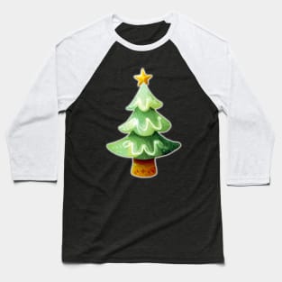 Bright green Christmas tree watercolor Baseball T-Shirt